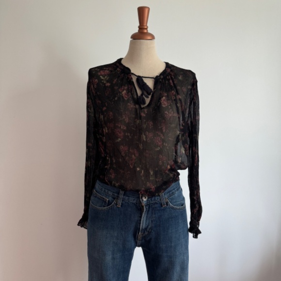 Polo Ralph Lauren - Black Sheer Floral Top - Picture 2 of 10